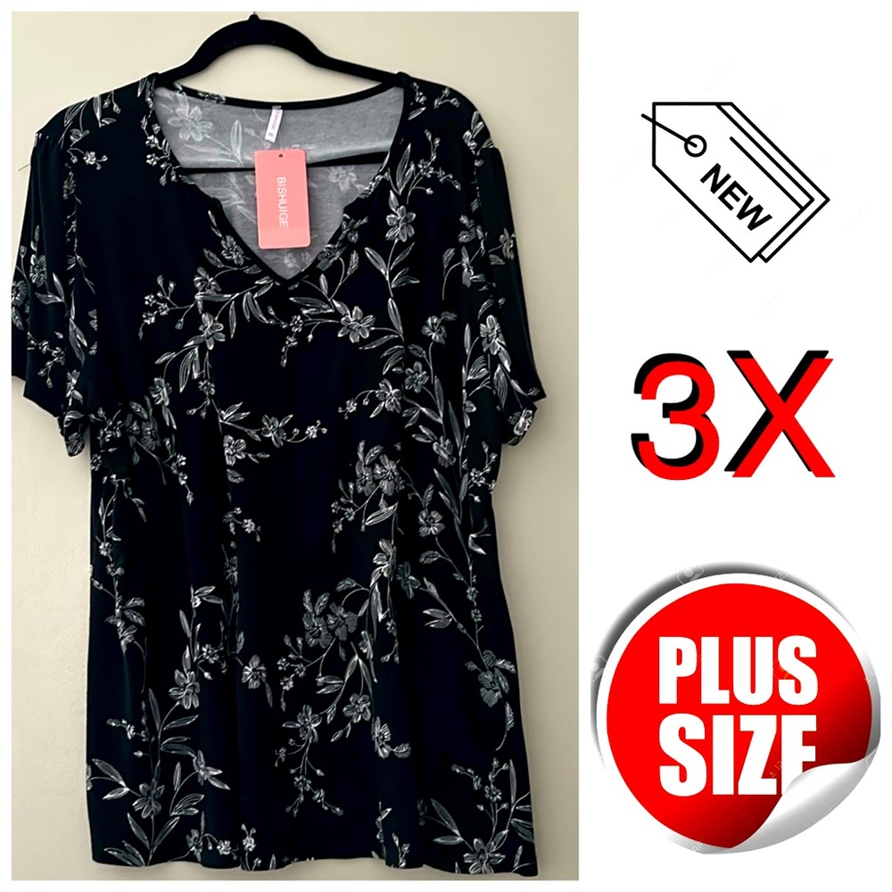 3x Tunic Blouse v-neck Rayon
